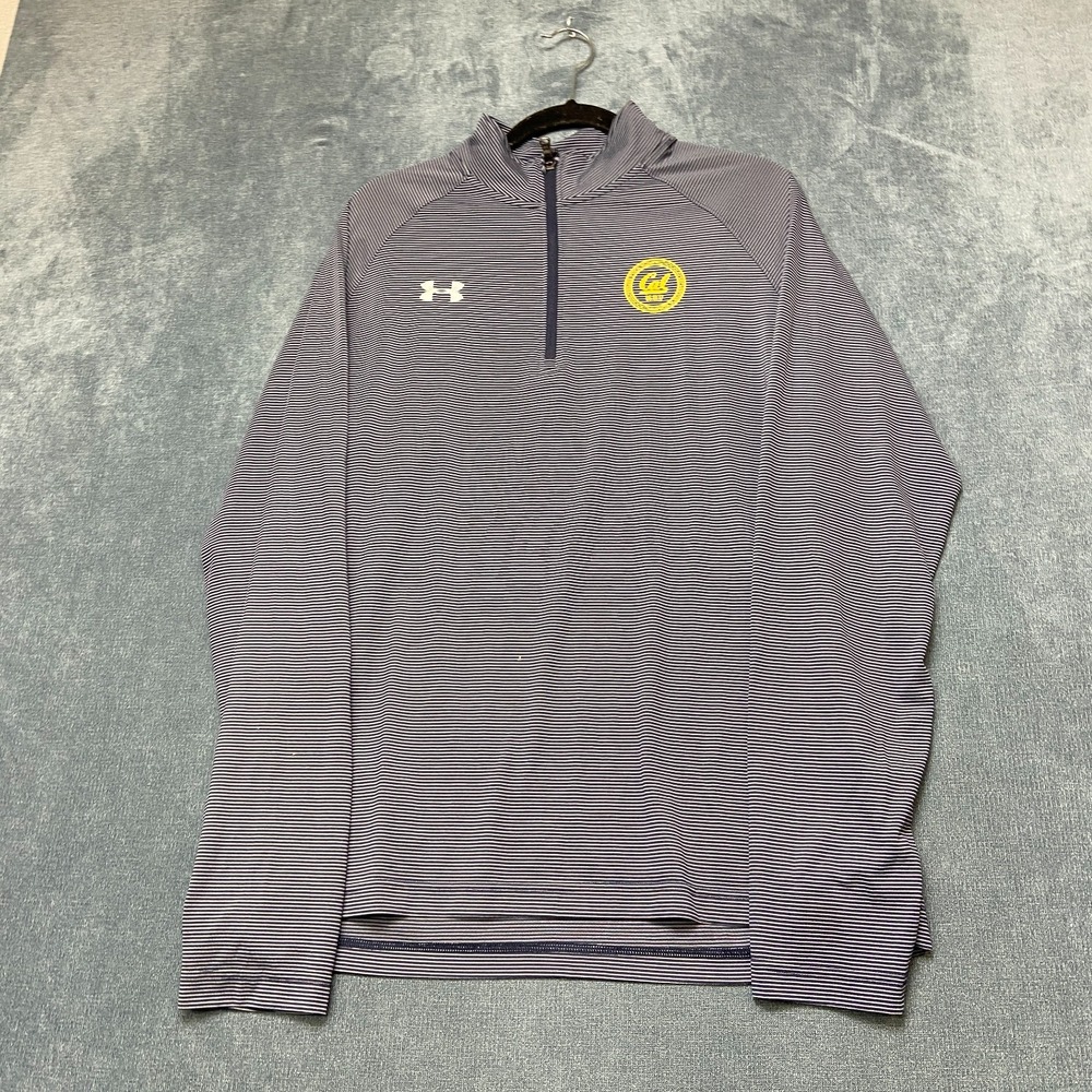 California Golden Bears Shirt Men L Blue White Stripe Under Armour Football NCAA